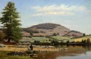 Alfred Ordway Fishing on Fairlee Pond Spain oil painting artist